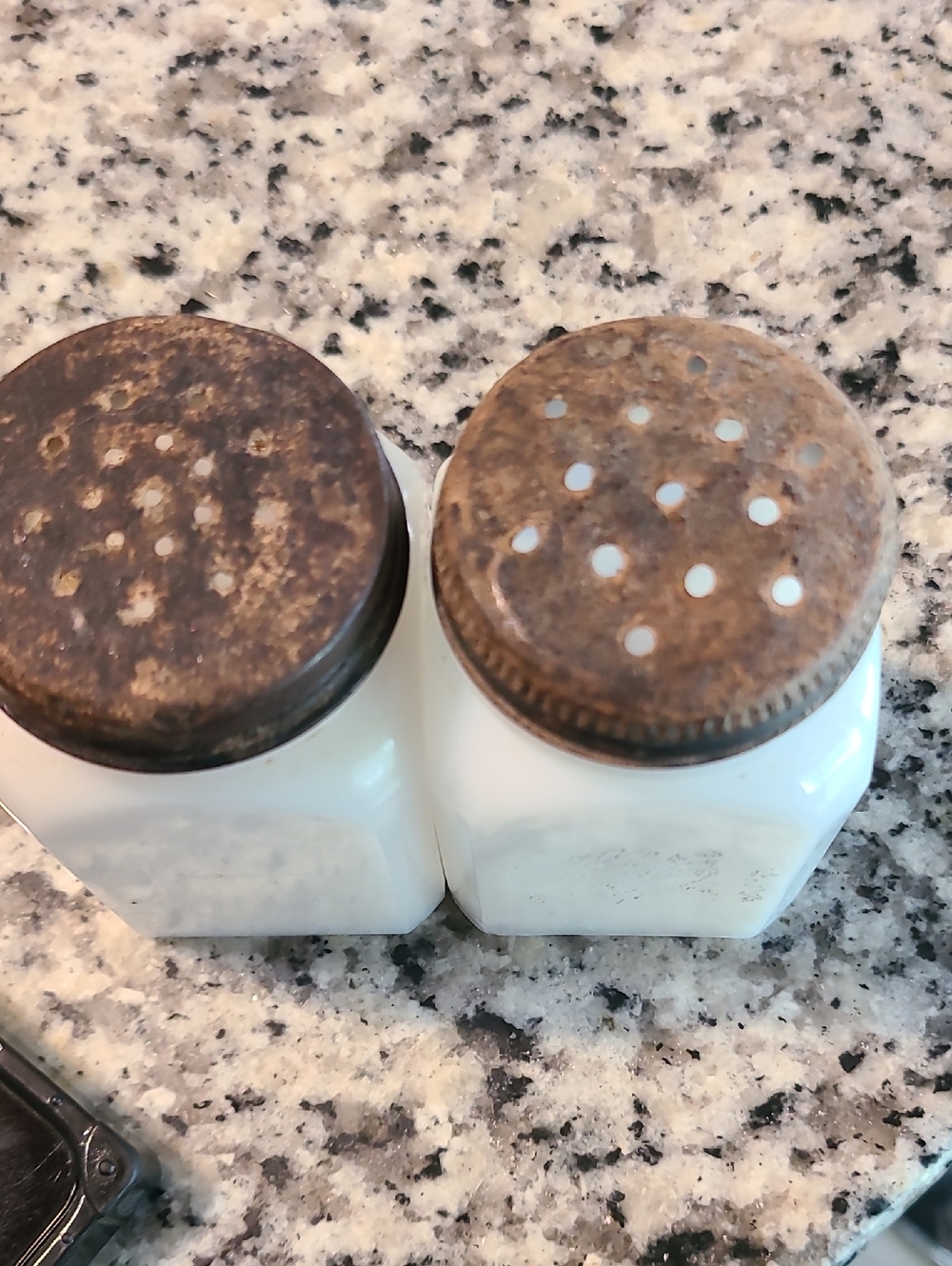 Vintage Sailboat Salt & Pepper Shakers - White with Red & Blue Graphics - Picture 3 of 4